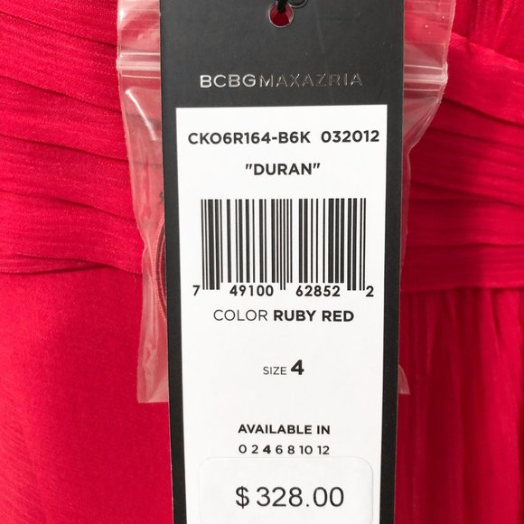 NWT BCBG Duran Strapless Chiffon Dress - Picture 8 of 10
